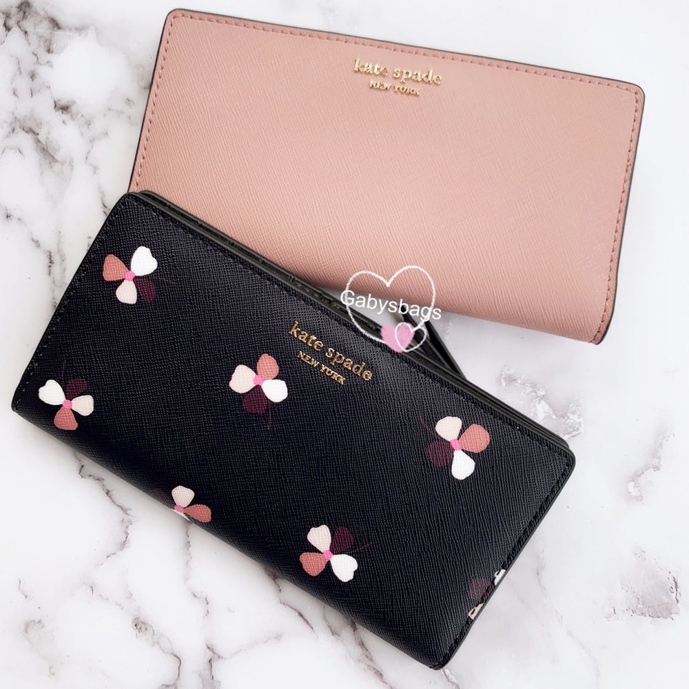 Kate Spade Bifold Wallet Black Floral pink - Picture 2 of 8